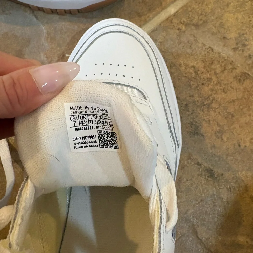 Reebok White Leather Sneakers with Gum Platform Sole - Picture 3 of 4